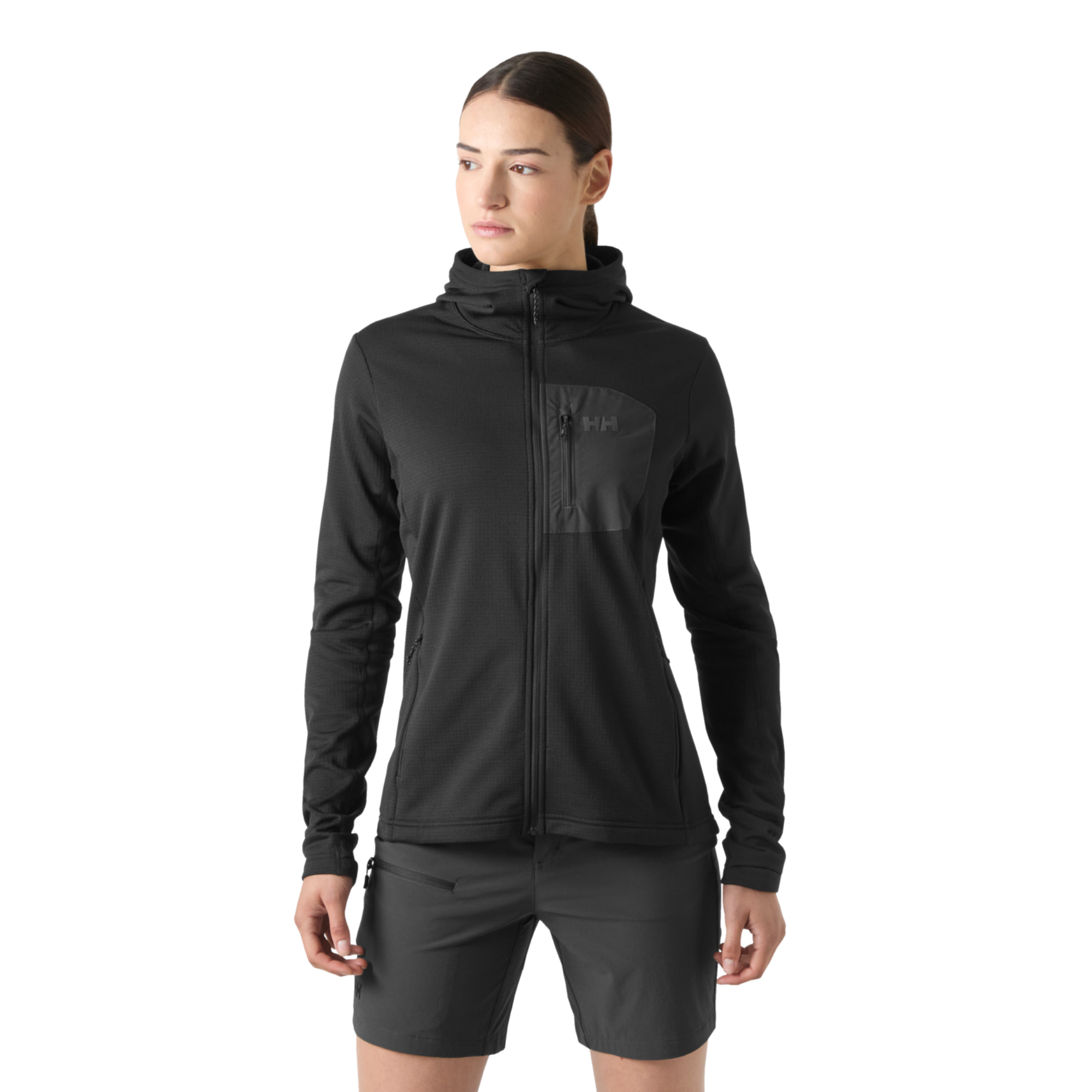 Helly Hansen Women's Versalite Hooded Full Zip Fleece Jacket Black 990 49556