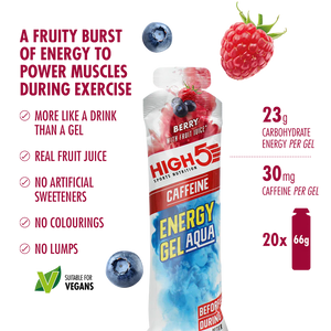 High 5 Energy Gel Aqua with Caffeine (66g)(Berry)