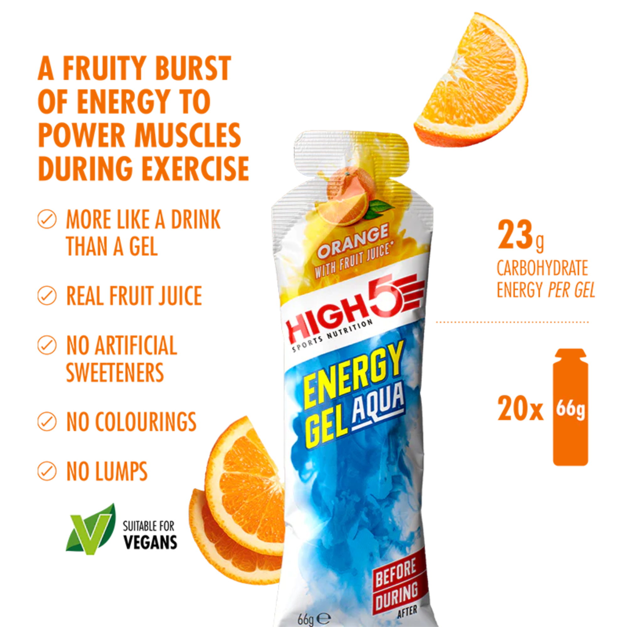 High 5 Energy Gel Aqua 66g Pouch (Orange)