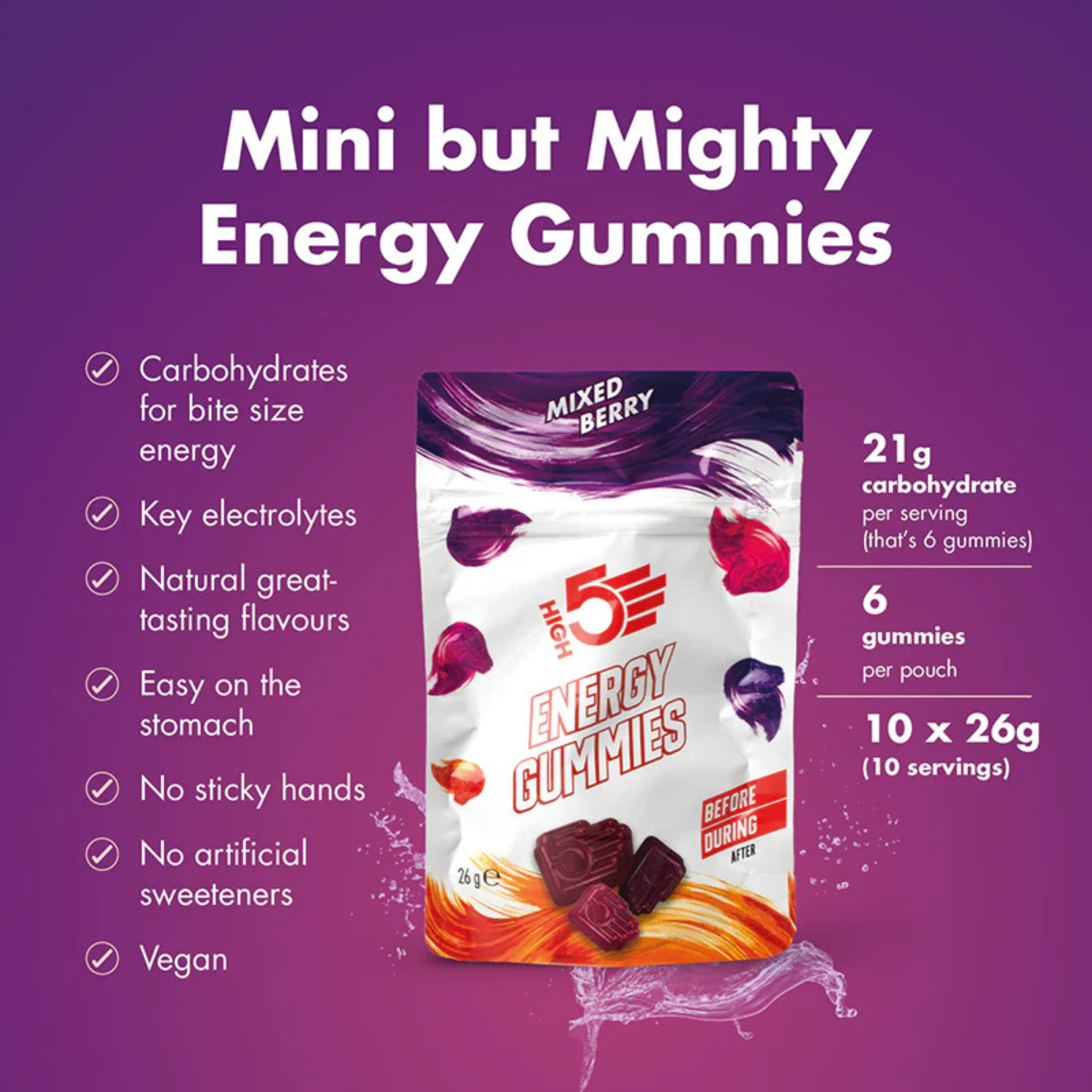 High 5 Energy 26g Pack of 6 Gummies (Mixed Berry)