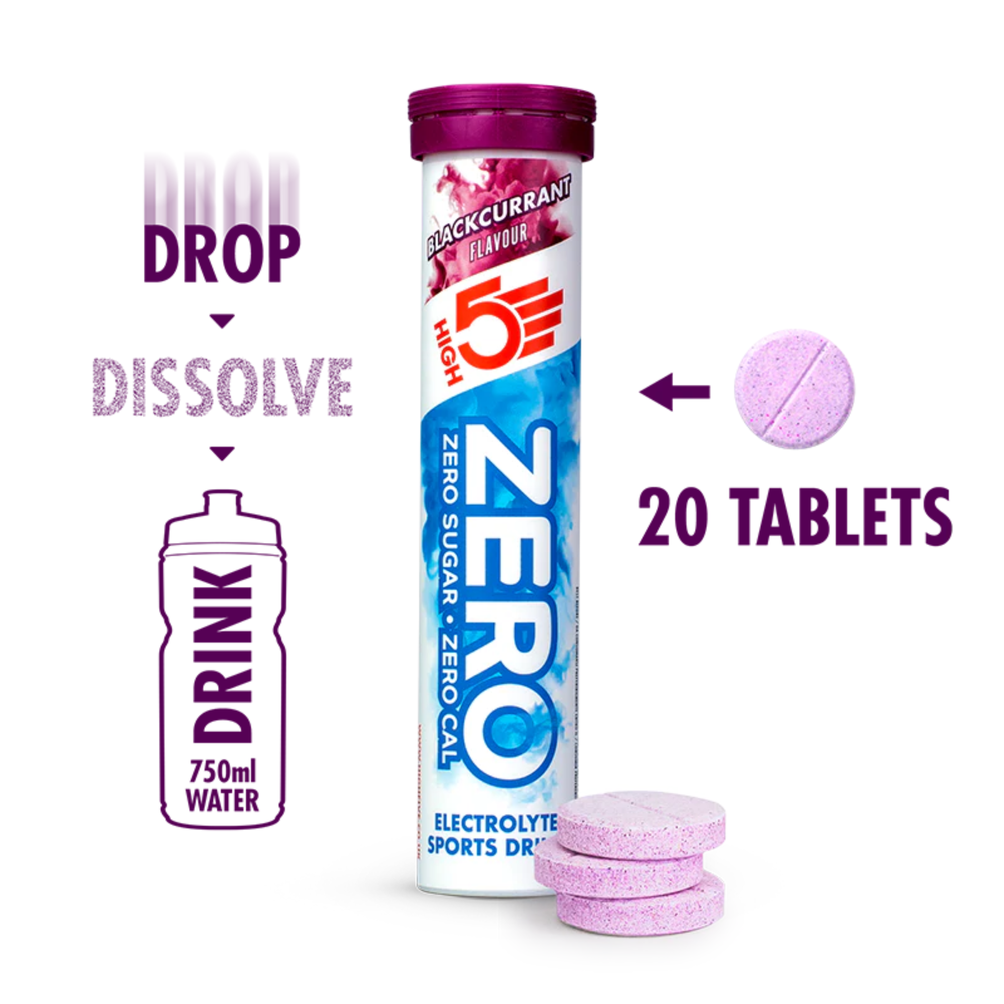 High 5 Zero Electrolyte Drink 20 Tablet Tube (Blackcurrant)