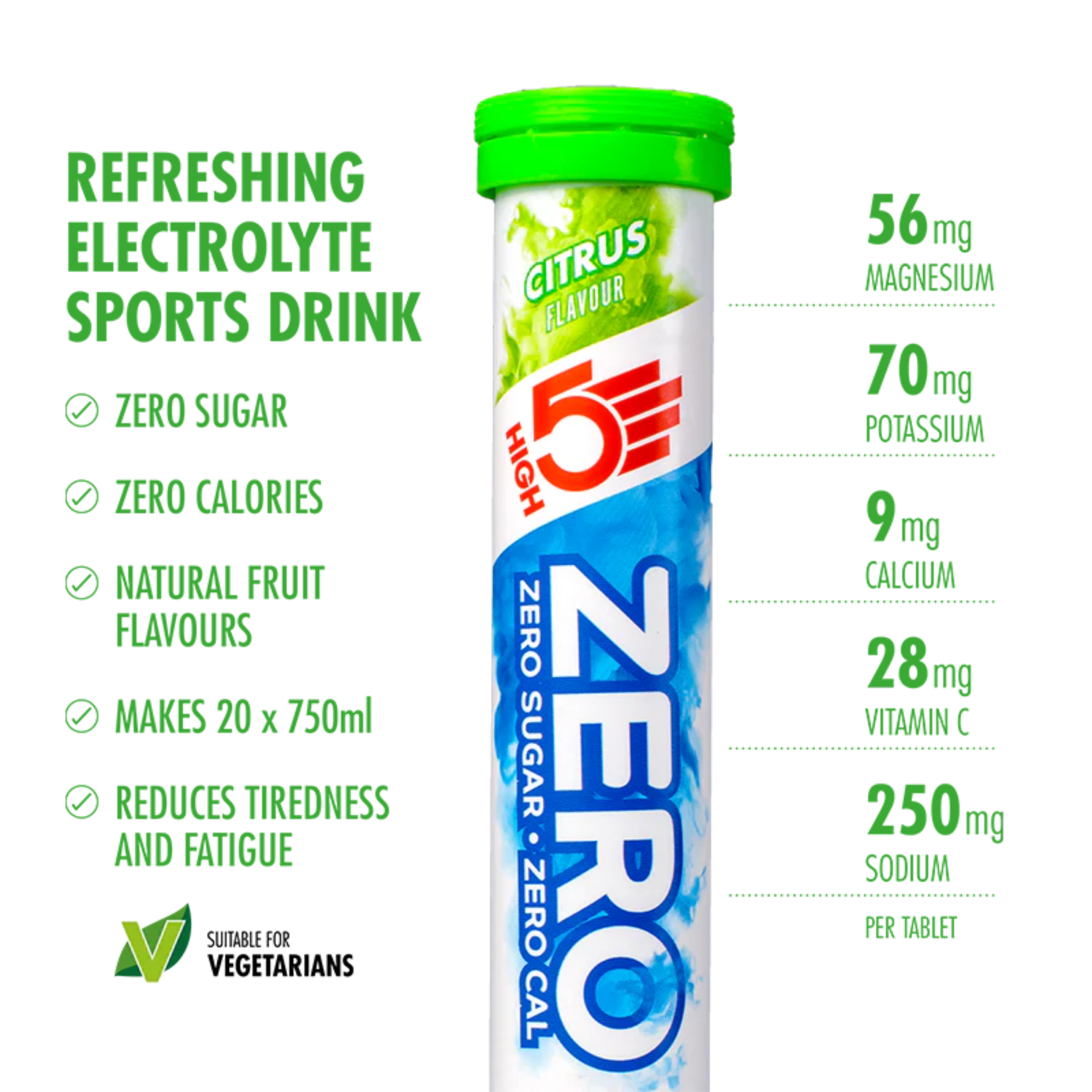High 5 Zero Electrolyte Drink 20 Tablet Tube (Citrus)