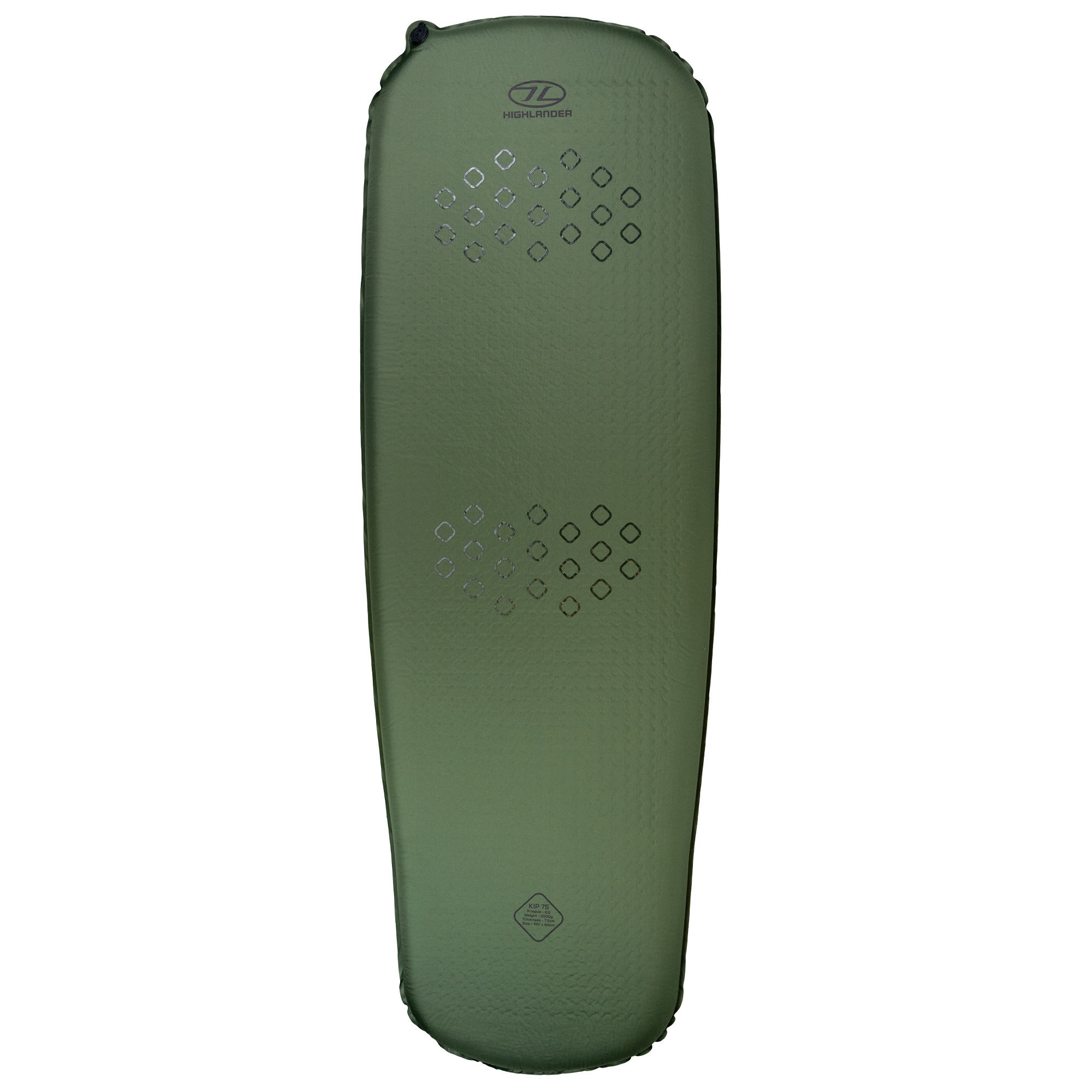 Highlander Self Inflating Kip Sleeping Mat 75mm Olive Green SM132-75
