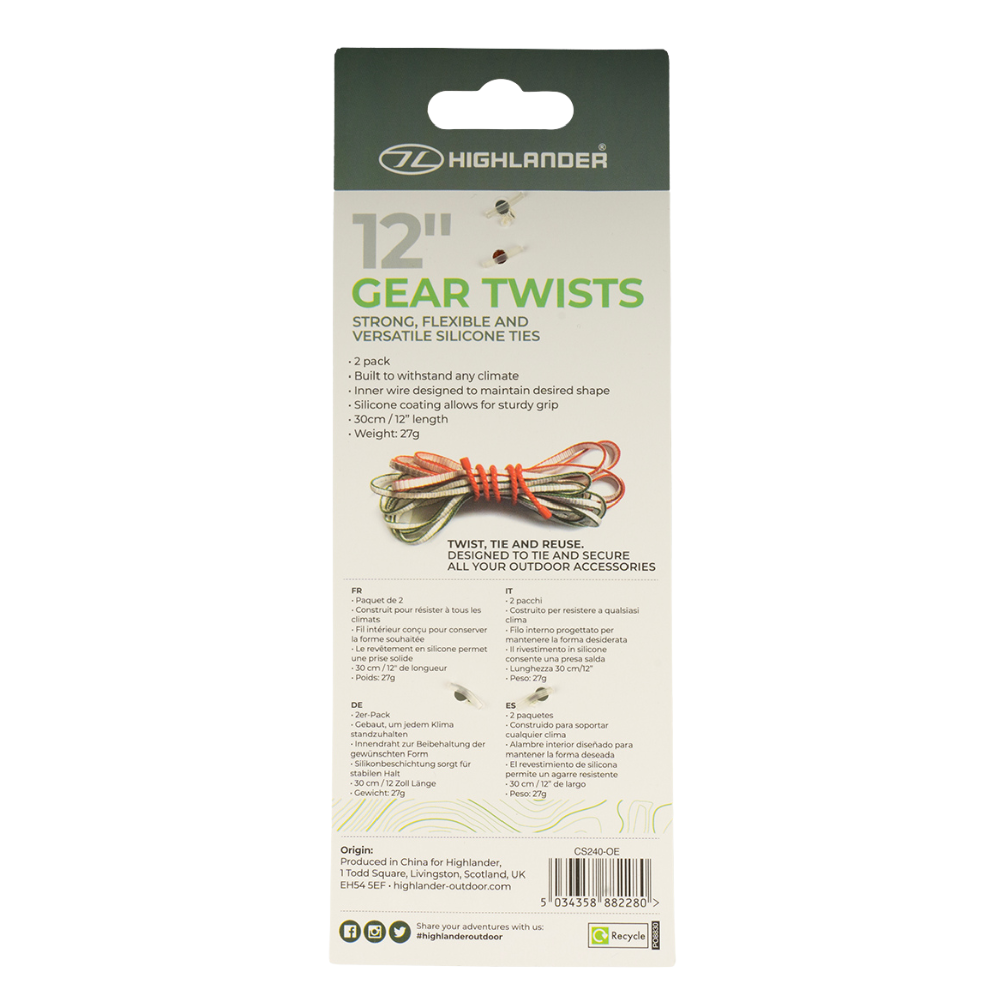 Highlander Silicone Gear Twists 2 Pack (30cm/12in Orange)