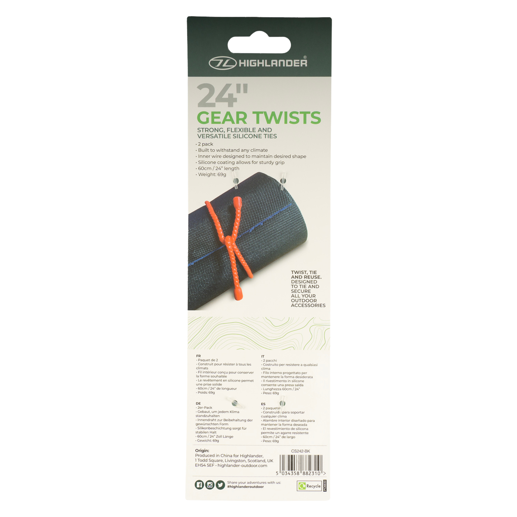 Highlander Silicone Gear Twists 2 Pack (60cm/24in Black)
