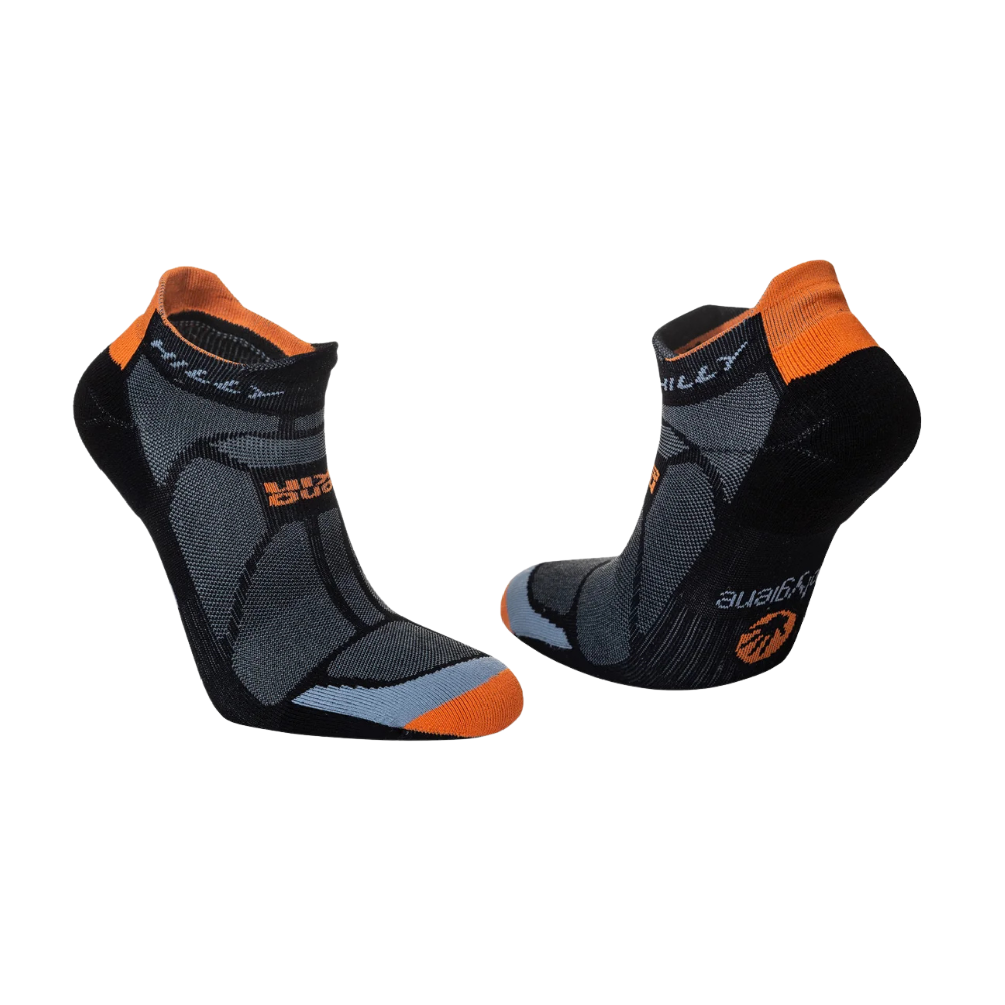 Hilly Unisex Marathon Fresh Running Socklets (Black/Orange)