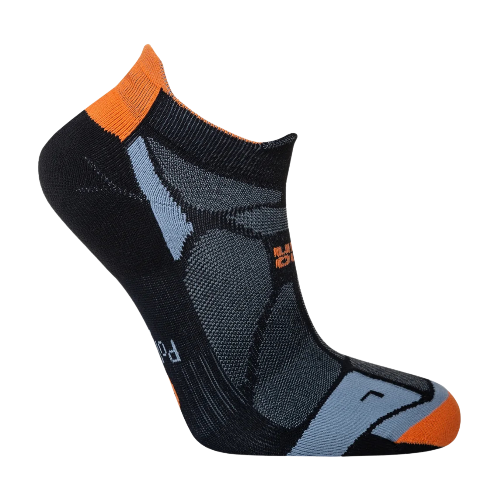 Hilly Unisex Marathon Fresh Running Socklets (Black/Orange)