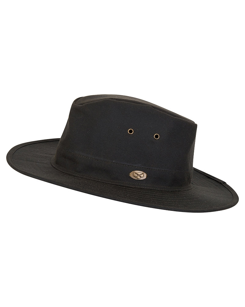 Hoggs of Fife Caledonia Waxed Brimmed Hat (Antique Olive