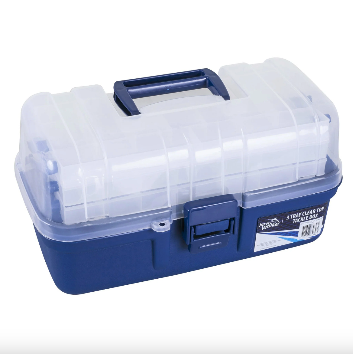 Jarvis Walker 3 Tray Tackle Box Clear Blue 38.5 x 20.5 x 21cm