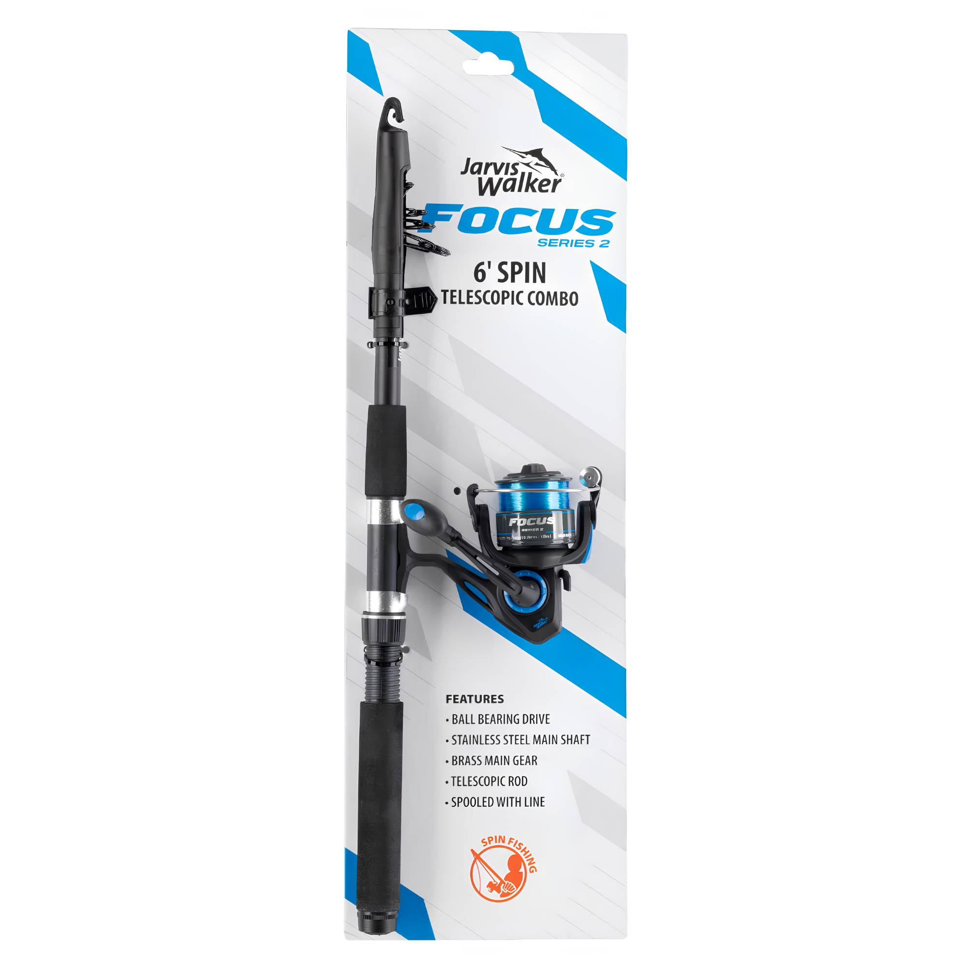 Jarvis Walker 6ft Focus Telescopic Spinning Rod + Reel + Line Combo
