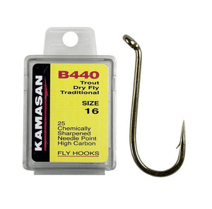 Kamasan B440 Trout Dry Fly Traditional Fly Hooks (25 Pack)