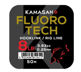 Kamasan Fluoro Tech Hooklink Line (50m/0.28mm/10lbs)(Clear)