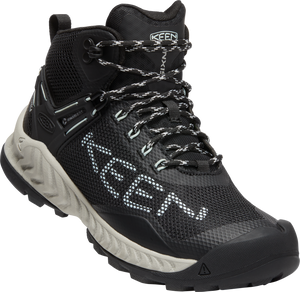 Keen Women's Nxis Evo Waterproof Mid Trail Boots - WIDE FIT (Black/Blue Glass)