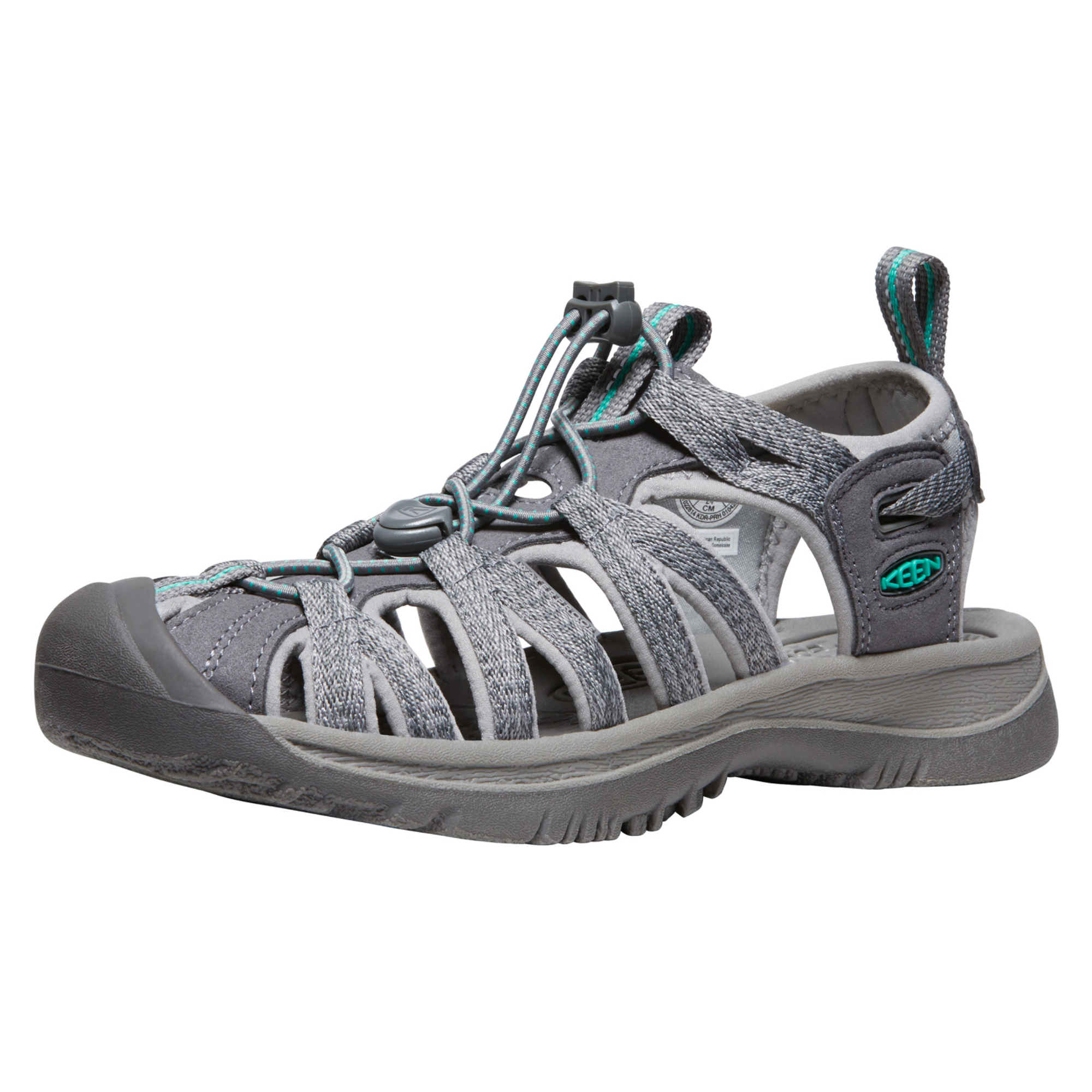 Keen Women's Whisper Closed Toe Sandals (Medium Grey/Peacock Green)