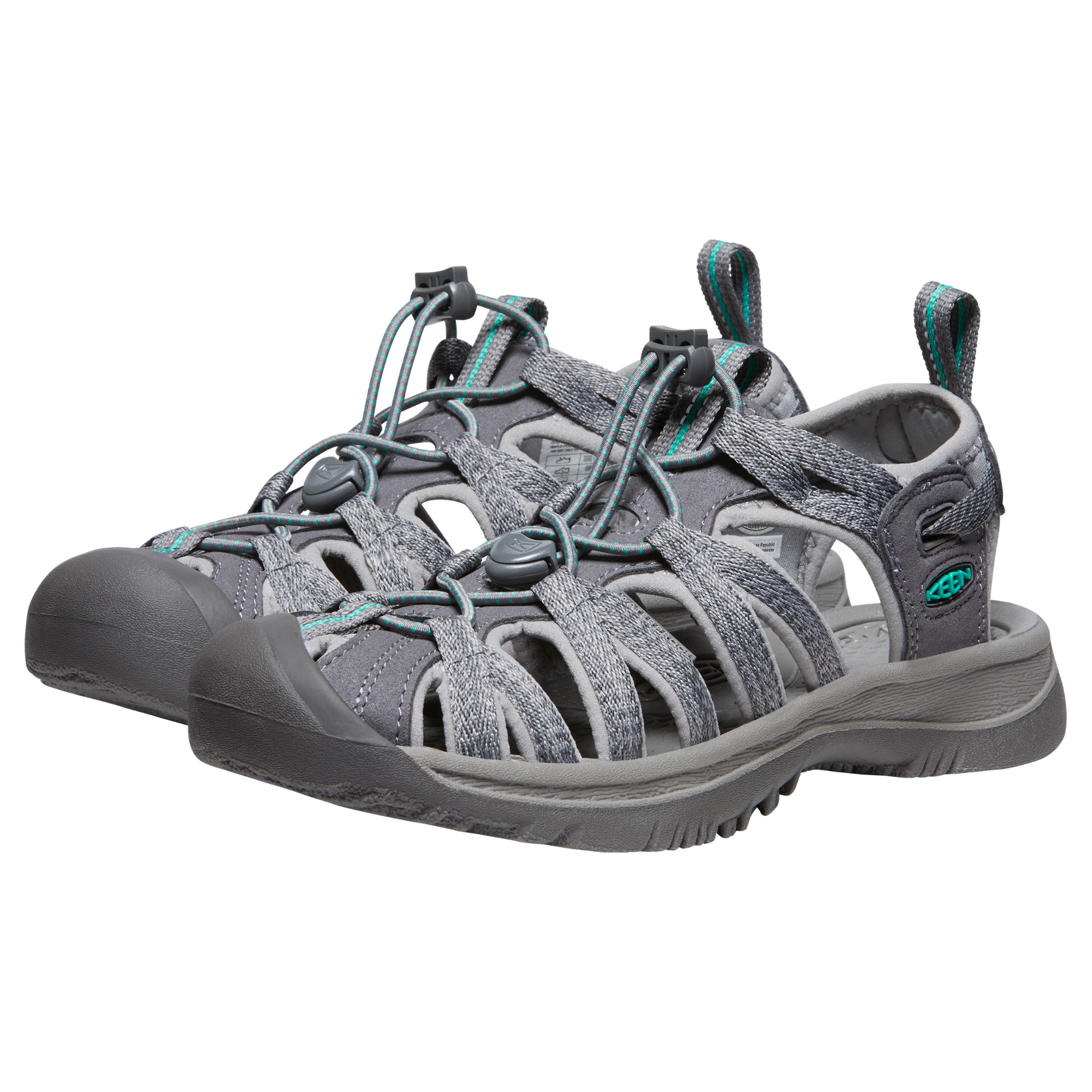 Keen Women's Whisper Closed Toe Sandals (Medium Grey/Peacock Green)