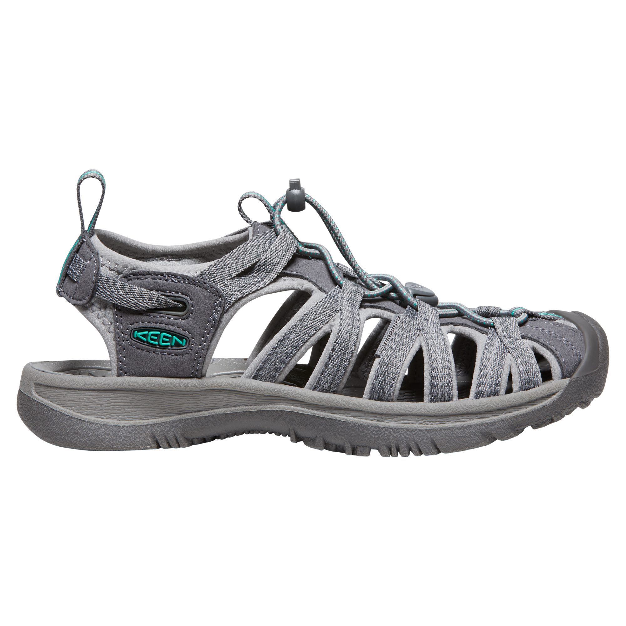 Keen Women's Whisper Closed Toe Sandals (Medium Grey/Peacock Green)