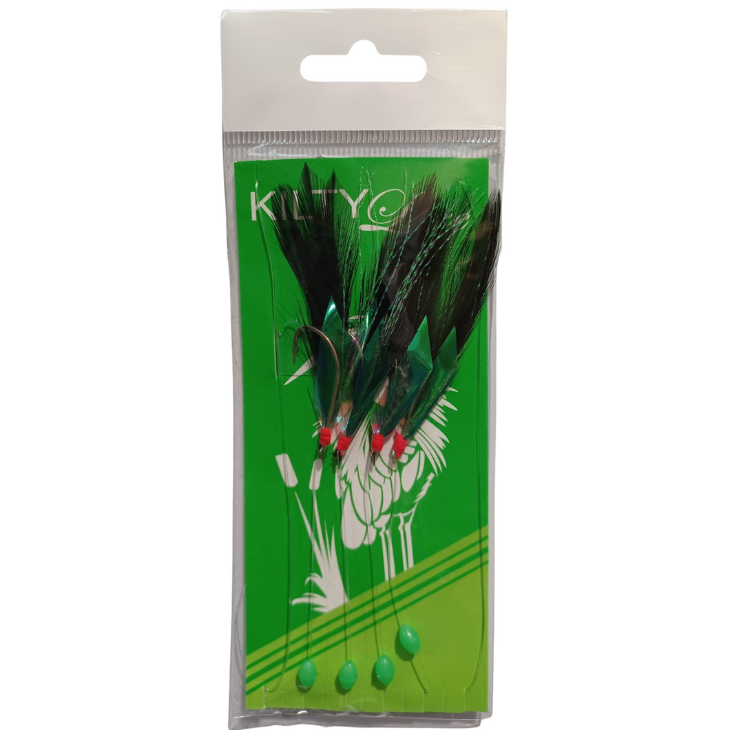 Kilty Cod P/N Feather 4 Hook Rig (Size 3/0)(Black)