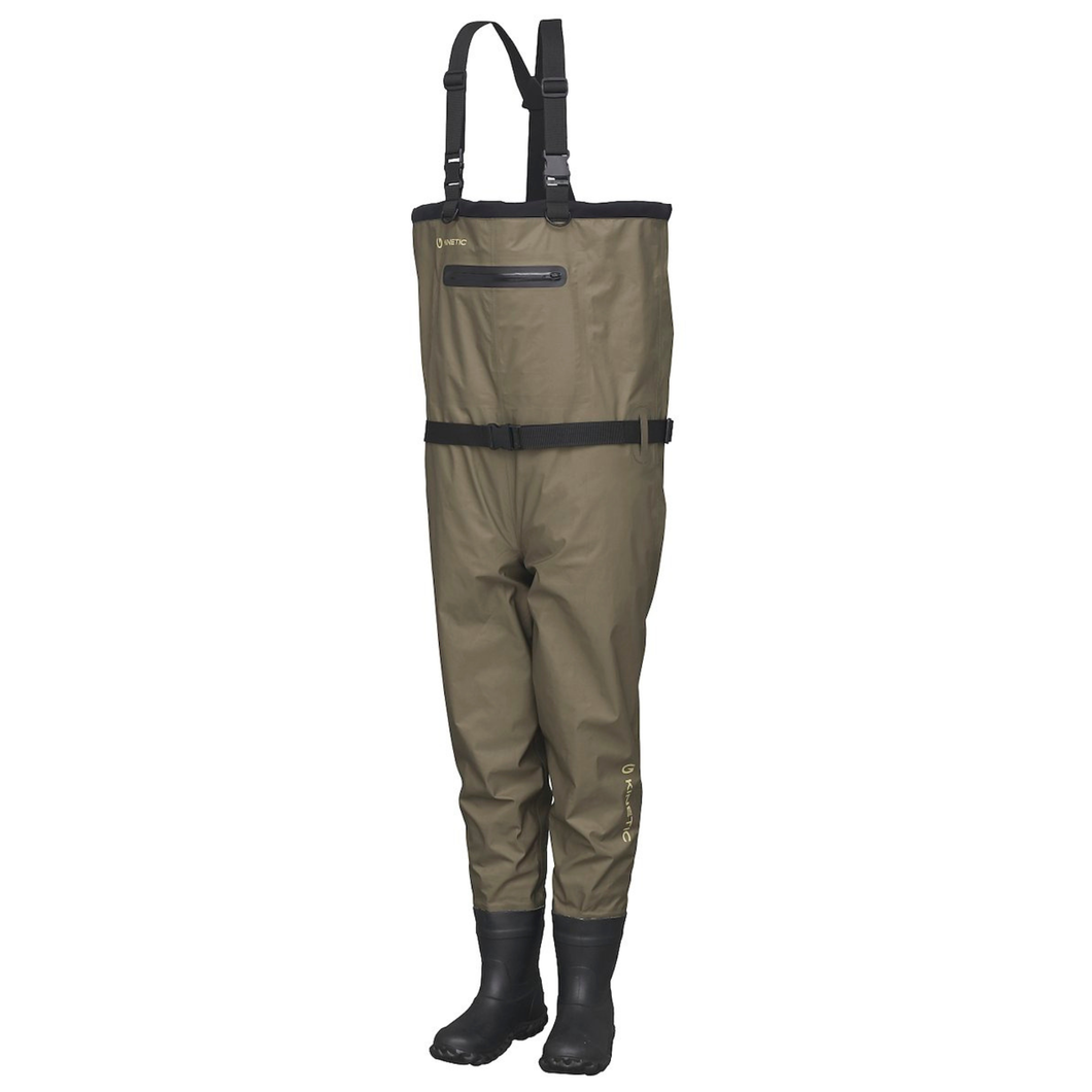 Kinetic Unisex Classic Gaiter Bootfoot Chest Waders - Cleated Sole (Olive)