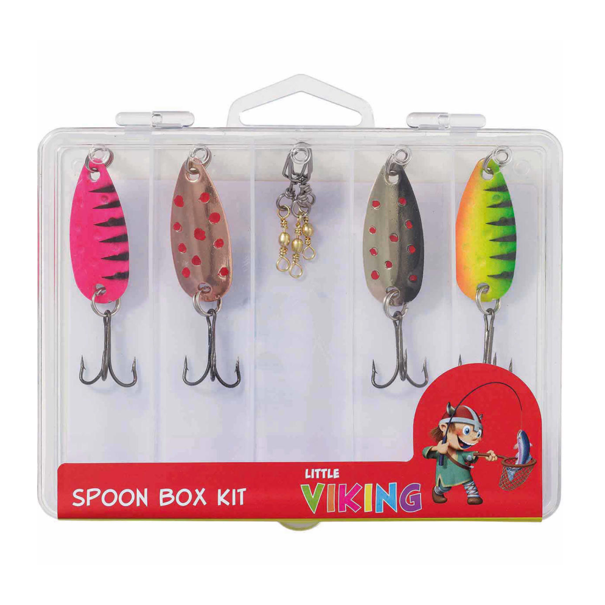 Kinetic Kids Little Viking Spoon Lure Box Kit 4 Lures + 3 Swivels D261-023-213