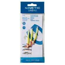 Load image into Gallery viewer, Kinetic Sabiki Glow Baitfish Lightstick 3 Hook Rig (#4/0)(Yellow/Pink)

