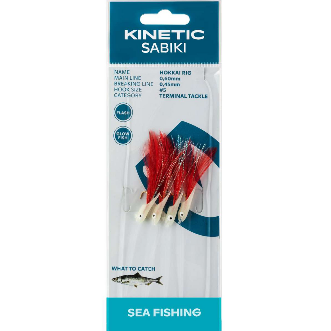 Kinetic Sabiki Hokkai Mackerel 4 Hook Rig (#5)(Pink Flash)