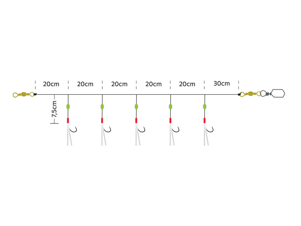 Kinetic Sabiki Nordic Mackerel 5 Hook Rig (#1/0)(Chartreuse/Crystal Flash)
