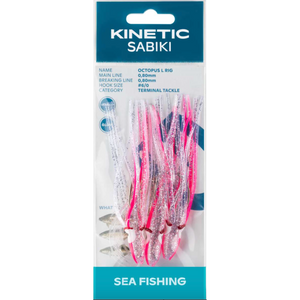 Kinetic Sabiki Octopus L 3 Hook Rig (#6/0)(Pink/Glow)