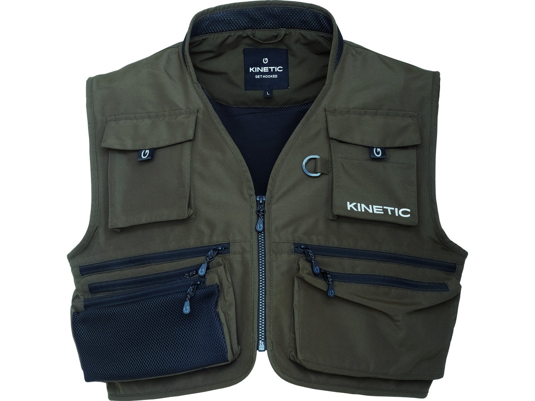 Kinetic Strider Waterproof Fly Fishing Vest (Olive)