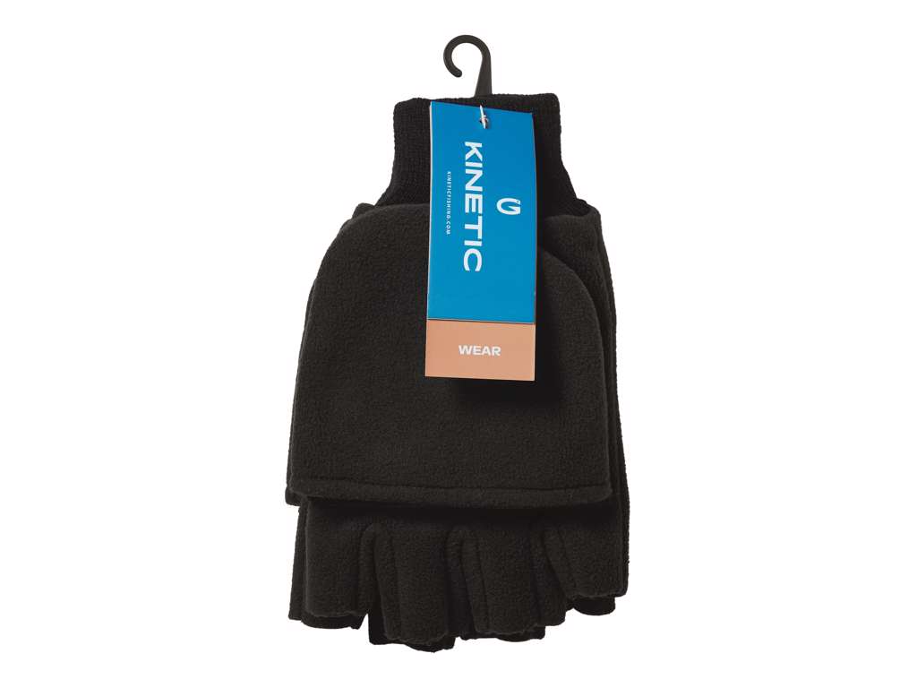 Kinetic Unisex Windstop Foldover Mitts (Black)