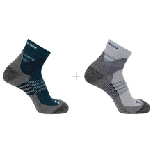 Load image into Gallery viewer, Salomon X Ultra Access Merino Blend Socks - 2 Pair Pack (Quarter Length)(Quarry/Stargazer/Sterling Blue)
