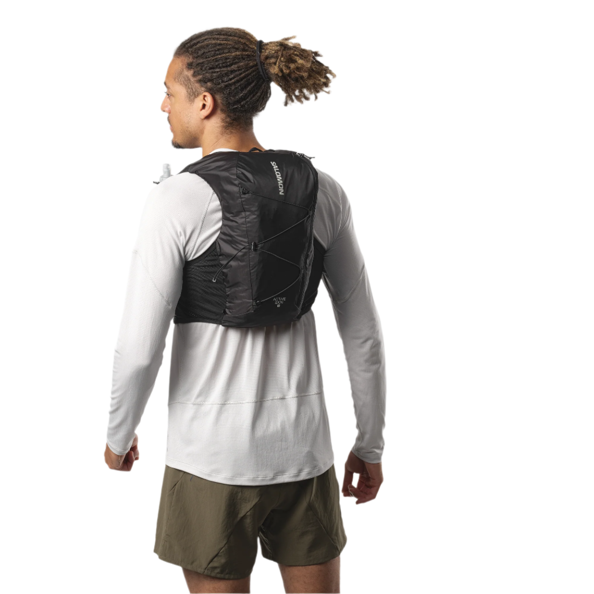 Salomon Unisex Active Skin 8L Running Vest Set (Black/Metal)