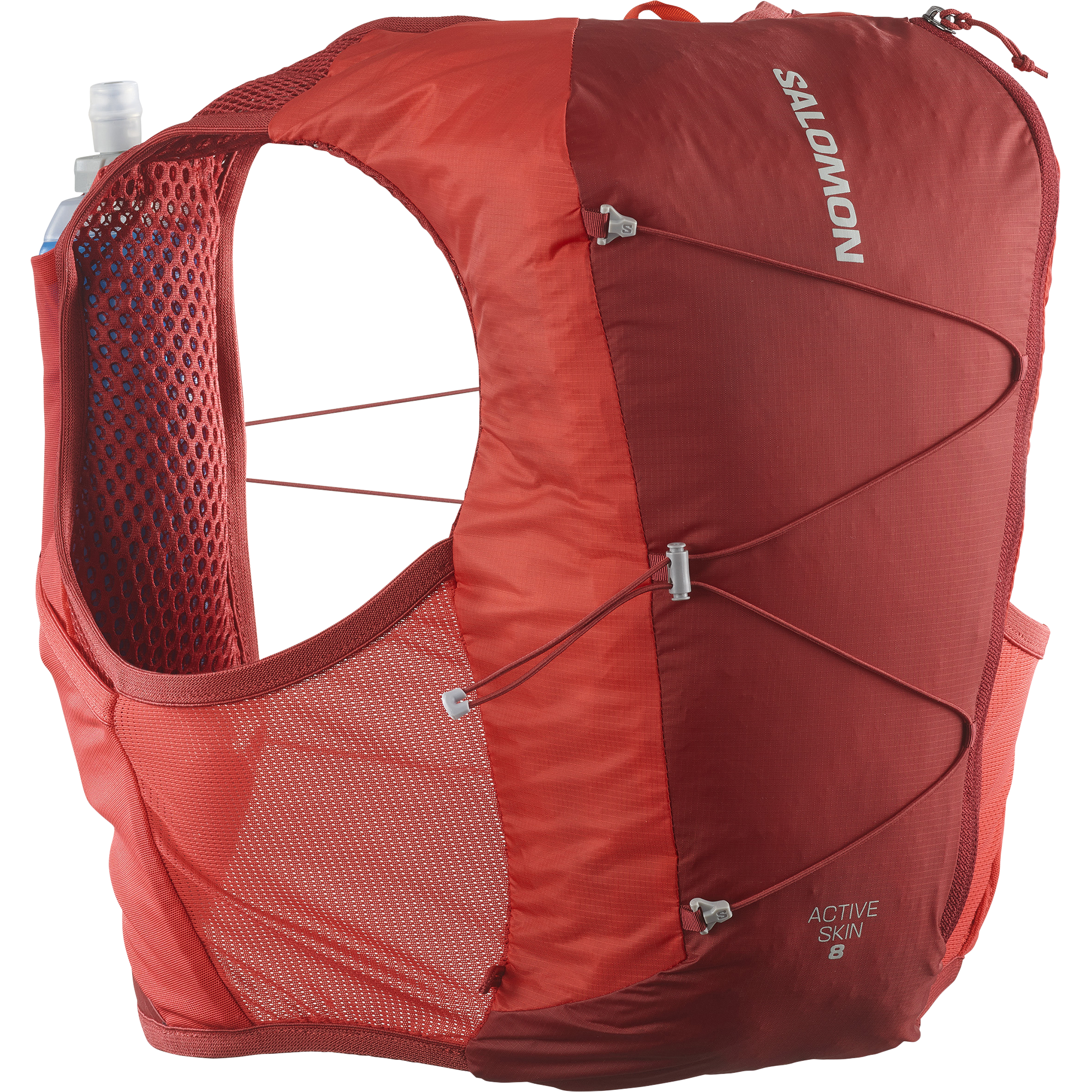 Salomon Unisex Active Skin 8L Running Vest Set (Red Dahlia/High Risk Red)