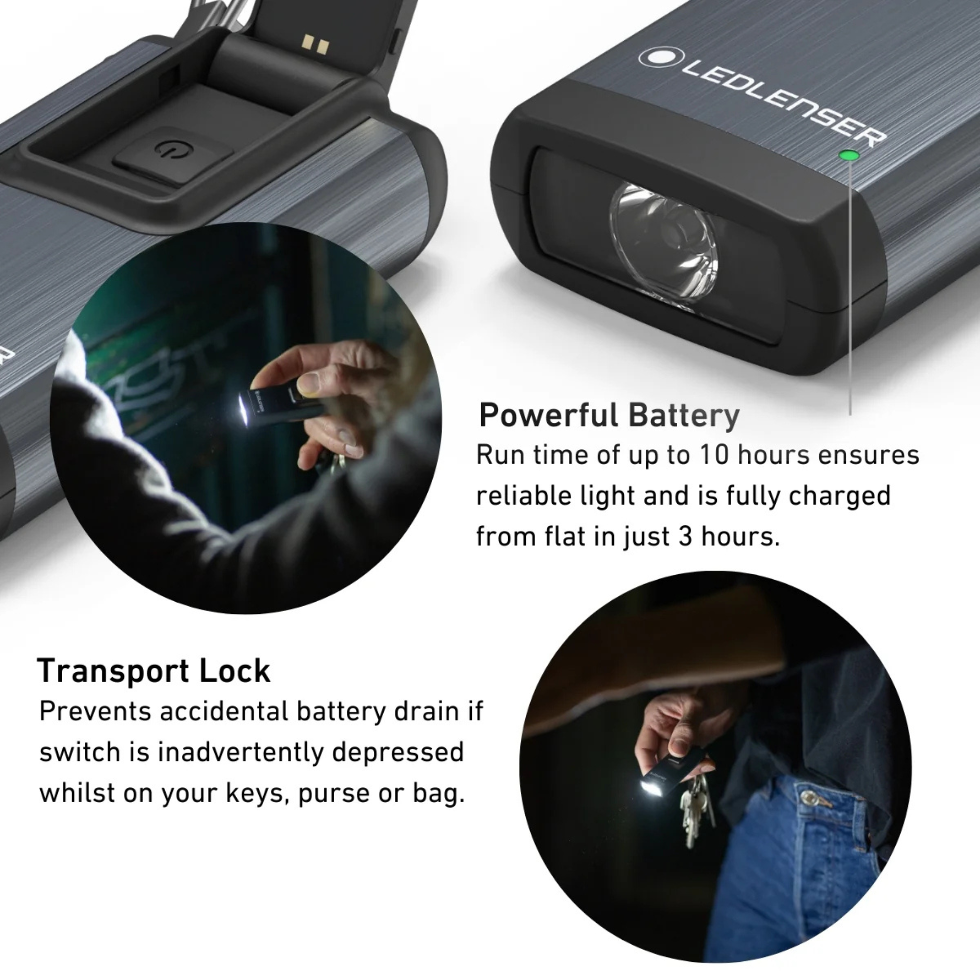 Ledlenser K6R Safety Rechargable LED Keyring Torch (Grey)