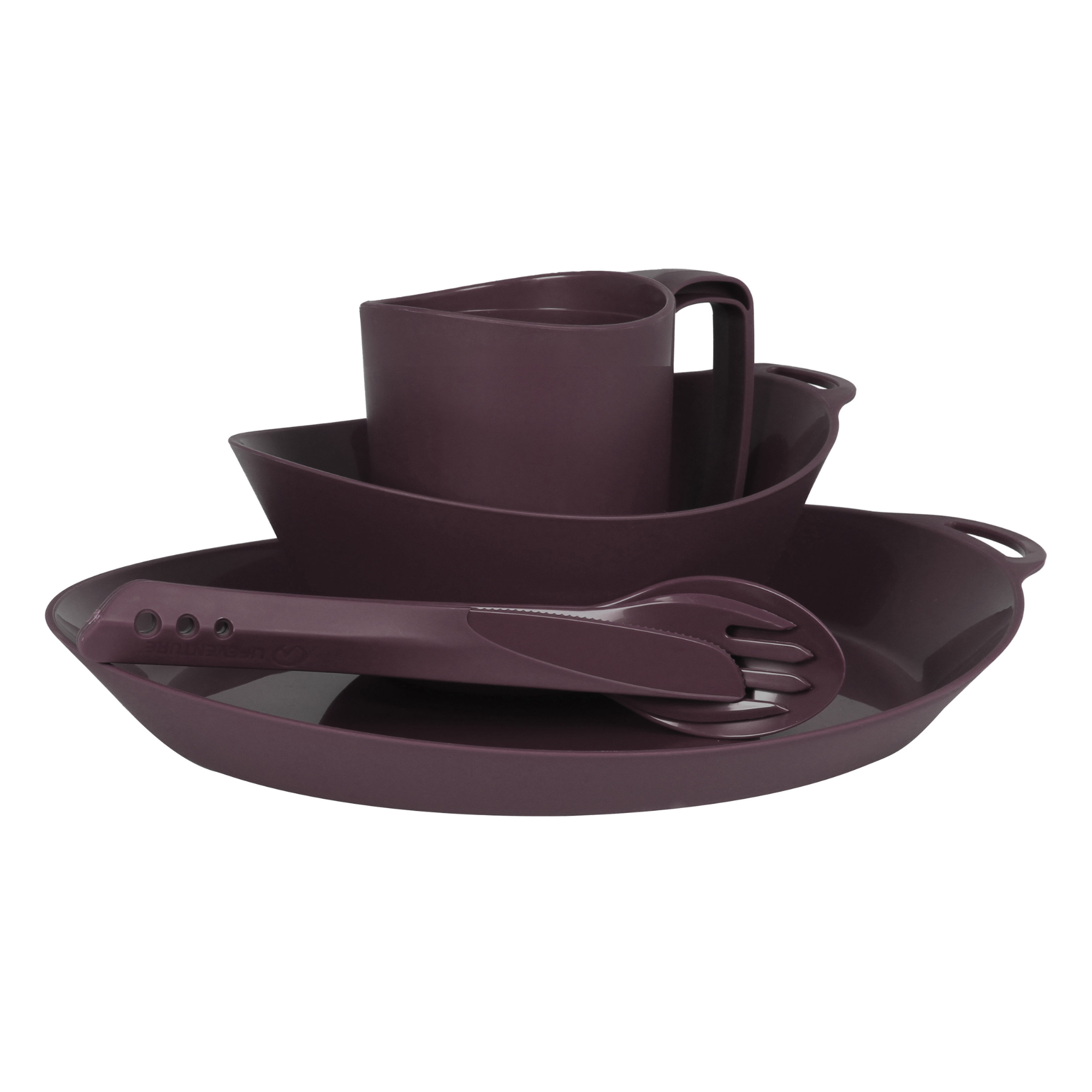 Lifeventure Ellipse 4 Piece Camping Tableware Set (Purple)
