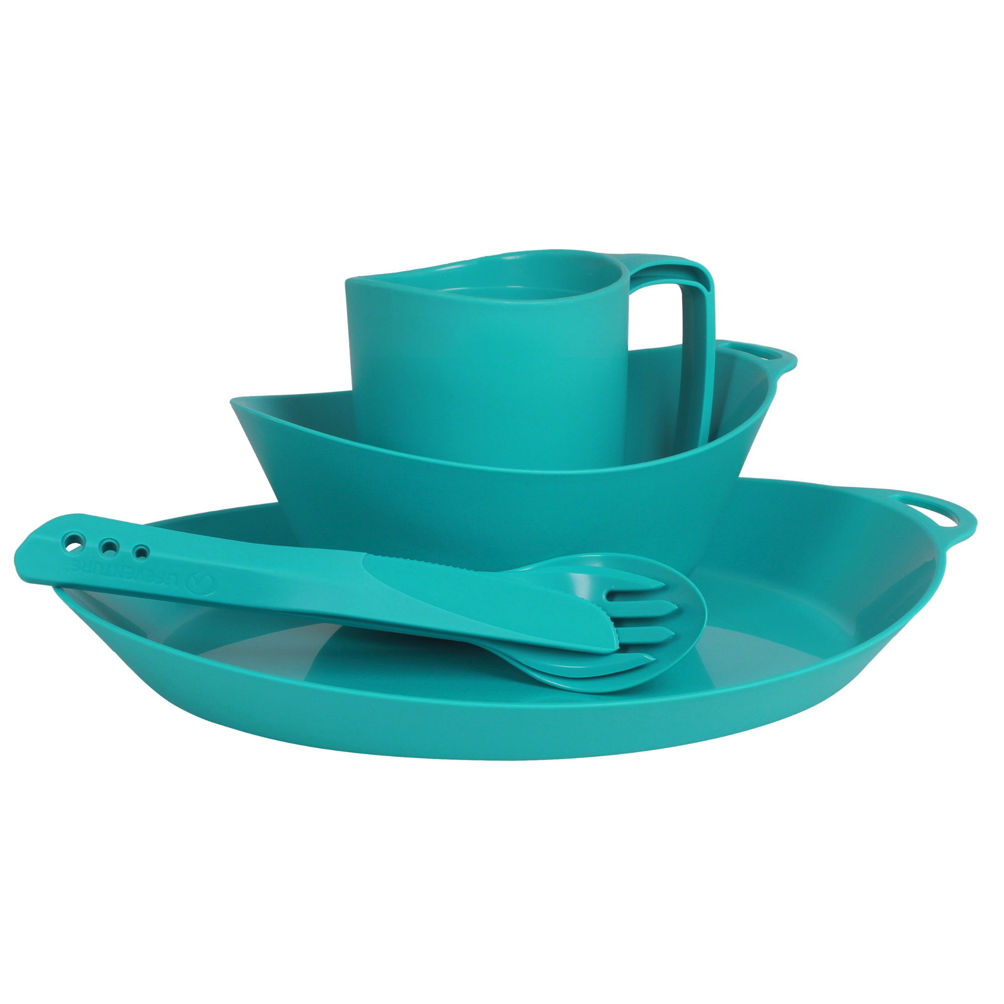 Lifeventure Ellipse 4 Piece Camping Tableware Set Teal 75801
