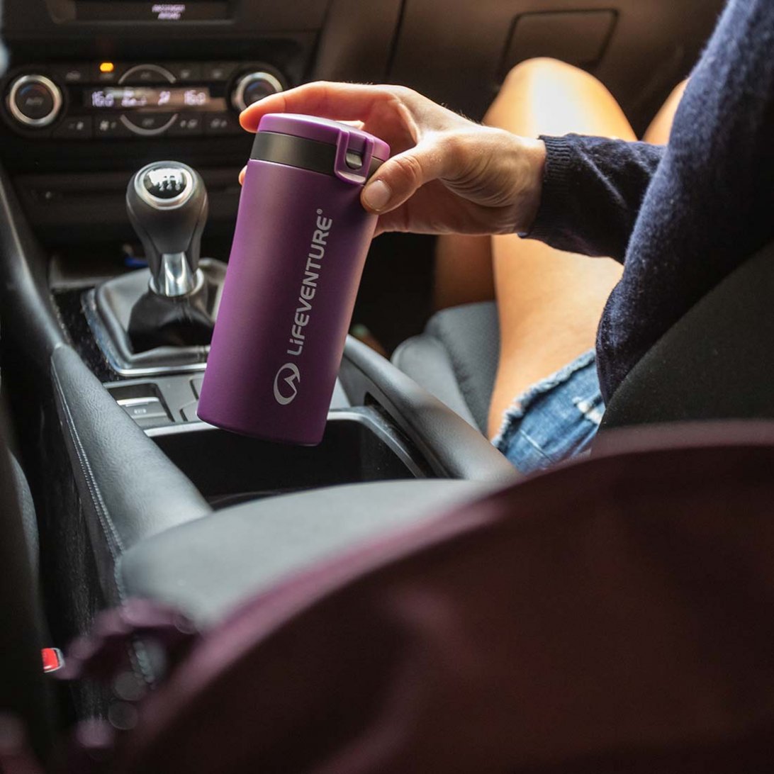Lifeventure Flip Top Thermal 300ml Travel Mug (Matt Purple)