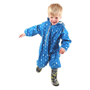 LittleLife Kids All In One Waterproof Suit (Blue Raindrops)(6-24m)