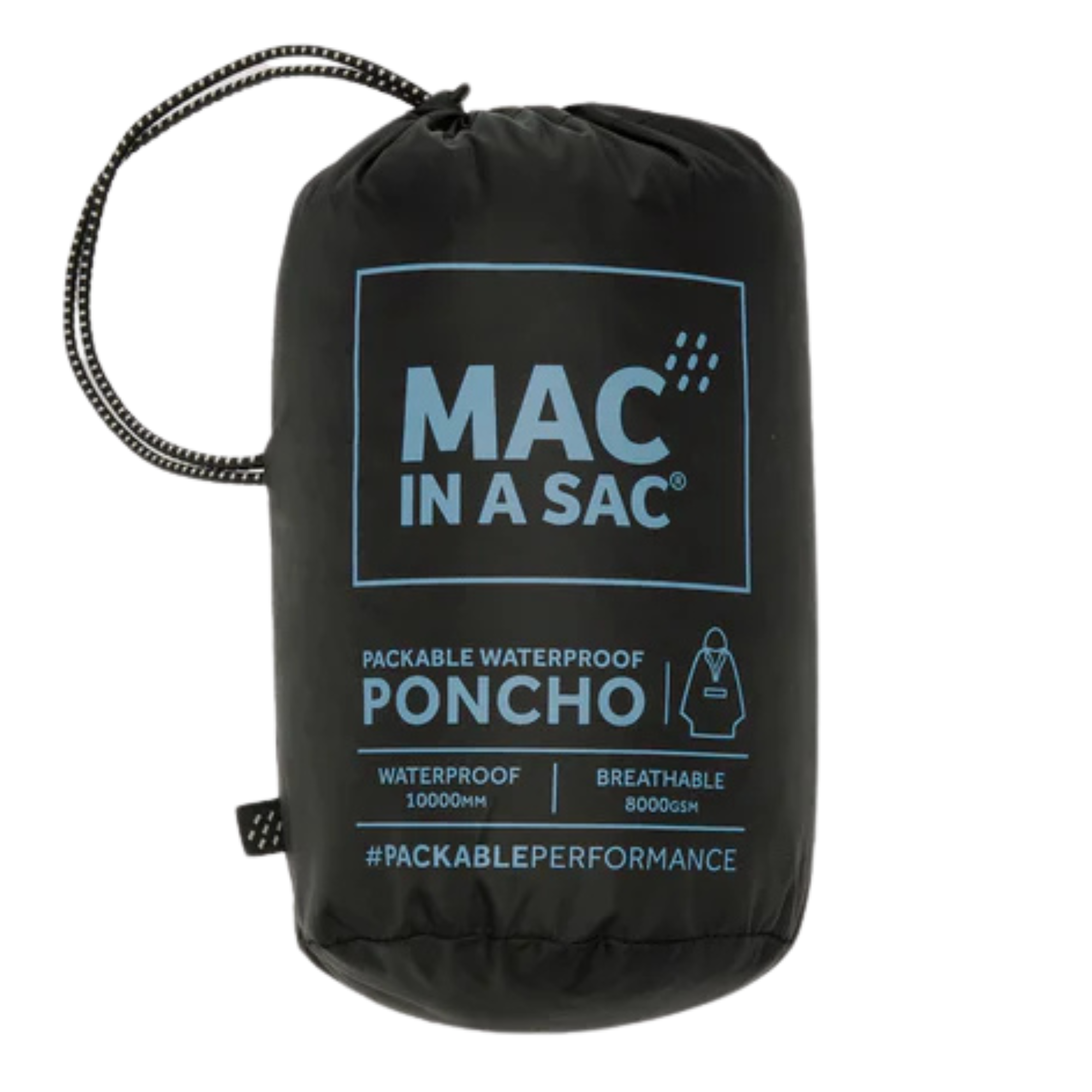 Mac-In-A-Sac Unisex Waterproof Poncho (Black)