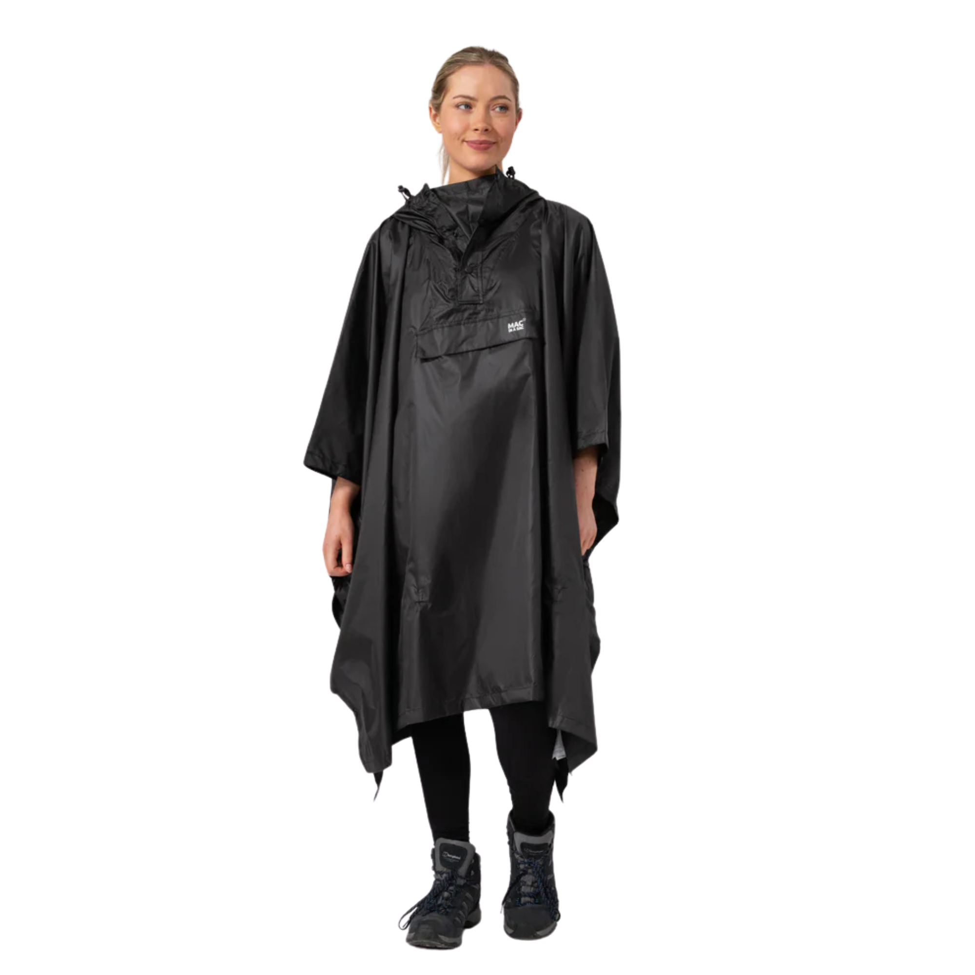 Mac-In-A-Sac Unisex Waterproof Poncho (Black)