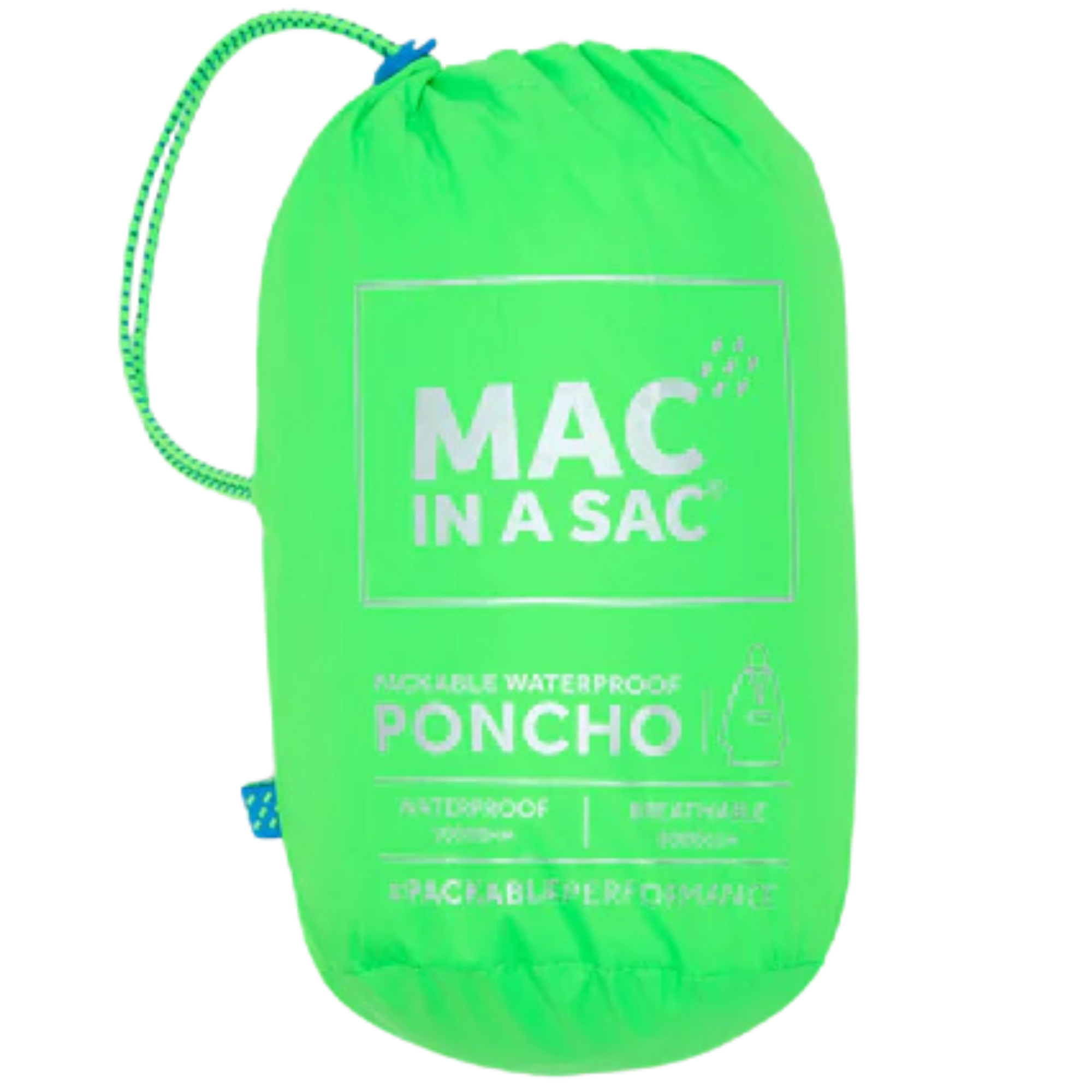 Mac-In-A-Sac Unisex Waterproof Poncho (Neon Green)