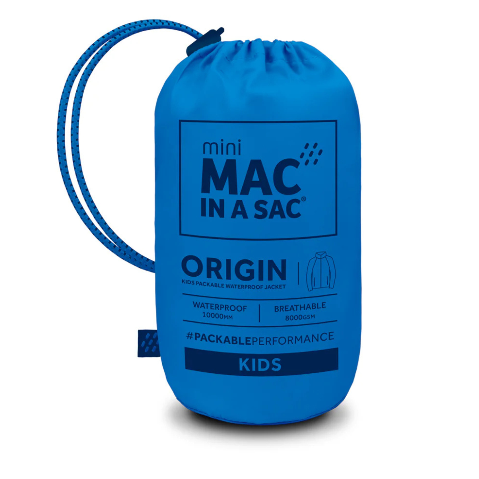 Mac In A Sac Kids Origin 2 Waterproof Jacket (Ocean Blue)(Ages 2-13)