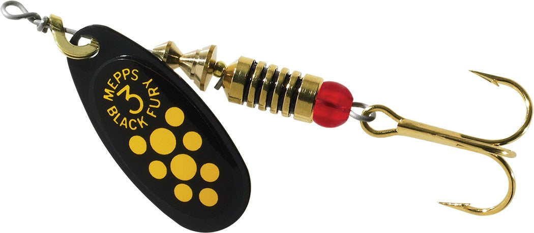 Mepps Black Fury Spinning Metal Lure (6.5g/Size 3)(Black/Yellow)