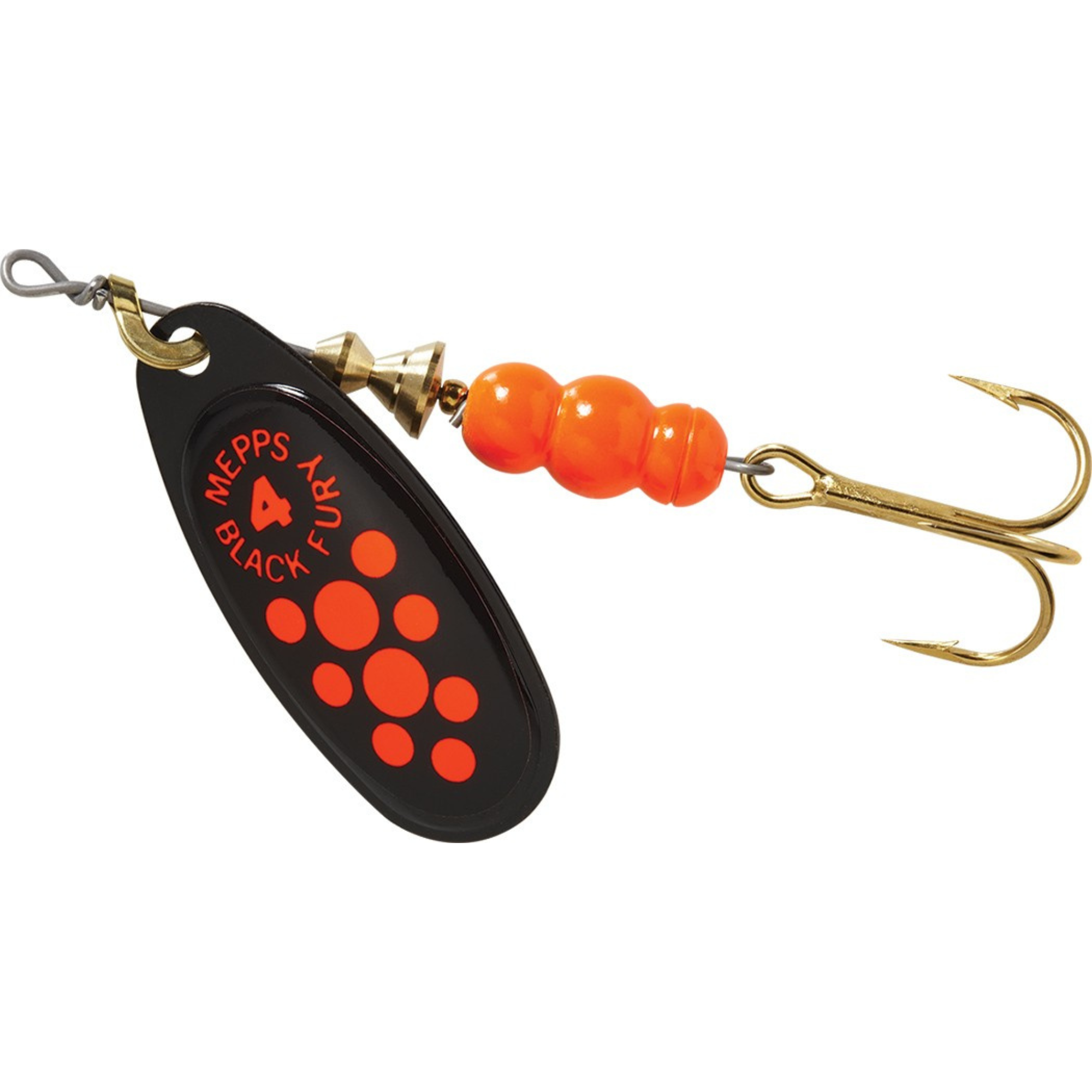 Mepps Black Fury Spinning Metal Lure (8g/Size 4)(Black/Orange)