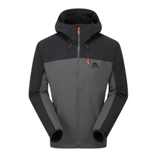 Load image into Gallery viewer, Mountain Equipment Men&#39;s Frontier Hooded Softshell Jacket (Anvil Grey/Black)
