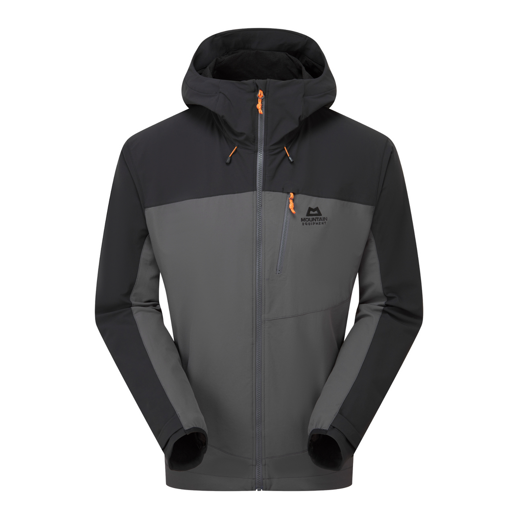 Mountain Equipment Men's Frontier Hooded Softshell Jacket (Anvil Grey/Black)