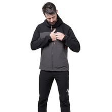 Load image into Gallery viewer, Mountain Equipment Men&#39;s Frontier Hooded Softshell Jacket (Anvil Grey/Black)
