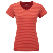 Load image into Gallery viewer, Mountain Equipment Women&#39;s Groundup Stripe Technical Tee (Rosewood Stripe)
