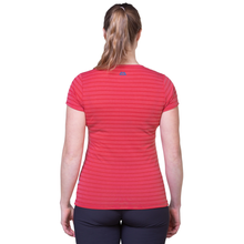 Load image into Gallery viewer, Mountain Equipment Women&#39;s Groundup Stripe Technical Tee (Rosewood Stripe)
