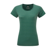 Load image into Gallery viewer, Mountain Equipment Women&#39;s Groundup Technical Stripe Tee (Spruce Stripe)
