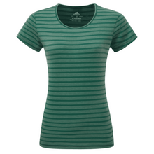 Load image into Gallery viewer, Mountain Equipment Women&#39;s Groundup Technical Stripe Tee (Spruce Stripe)
